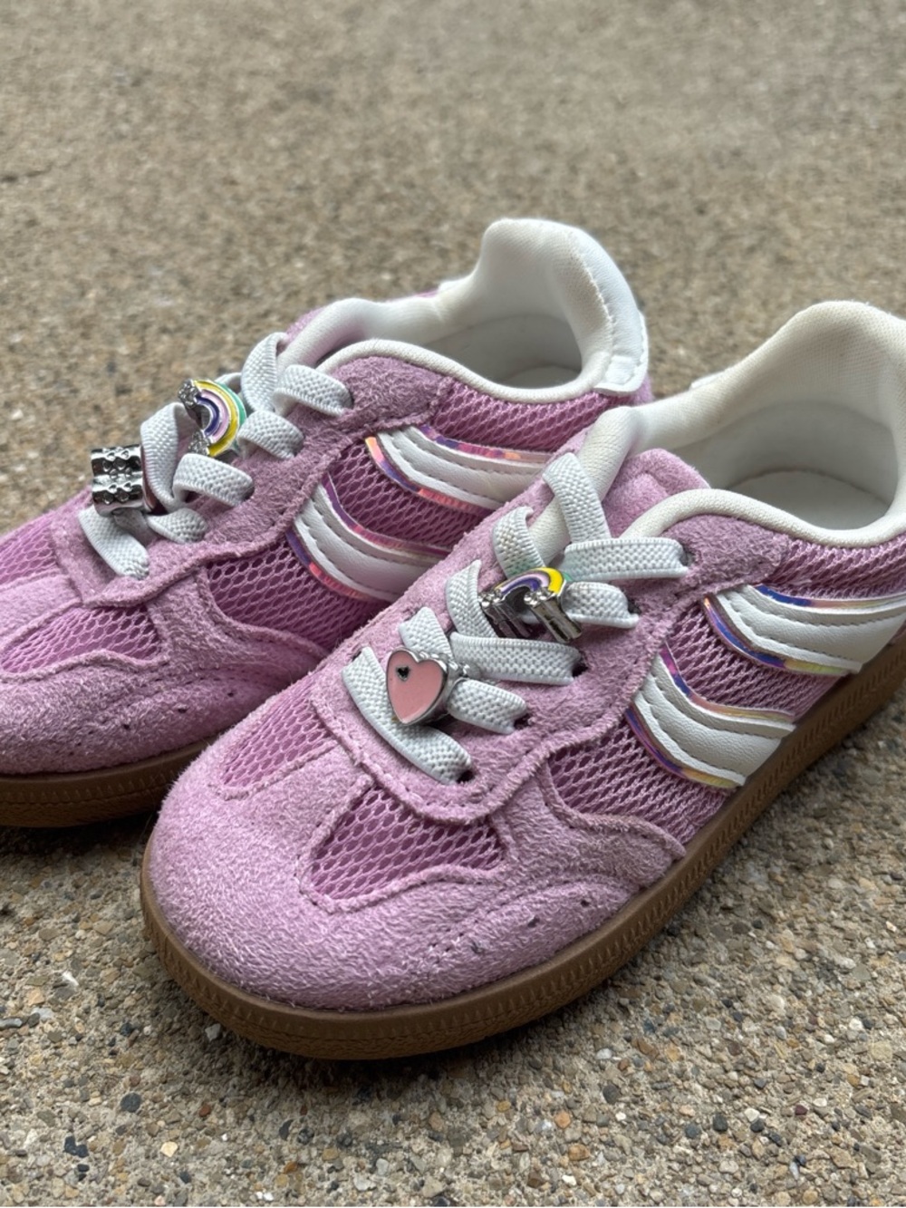 Steve Madden Kids Pink Suede & Mesh Sneakers with Charms